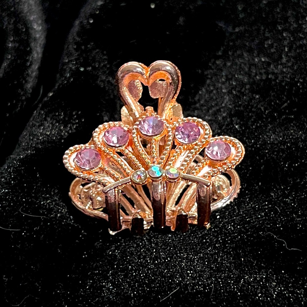 Beautiful Rose Gold & Pink Crystal Mini Hair Claw Clip